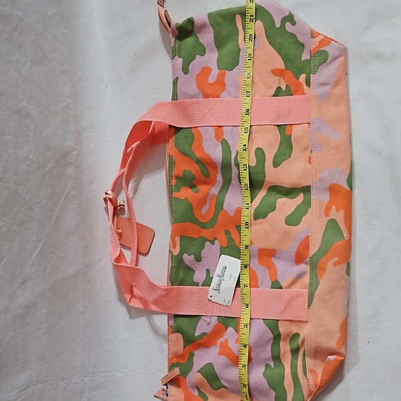 NEW Neiman Marcus Pink Green Camo Duffle Weekender Bag - Picture 7 of 8